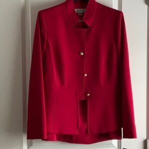Tahari Red and Gold Blazer with skirt Classic Tailored Design
